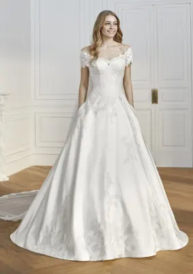 Vestido de novia VERDERET hombros descubiertos cuello barco encaje · vestido de novia